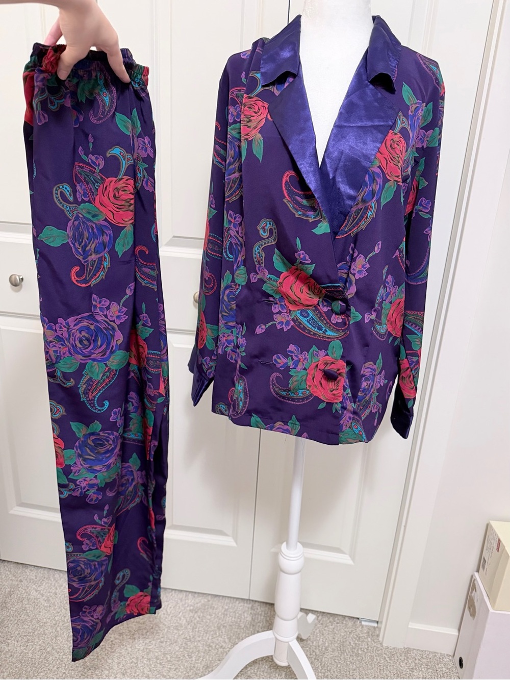 Victoria's Secret Purple Floral Satin Pajama Set